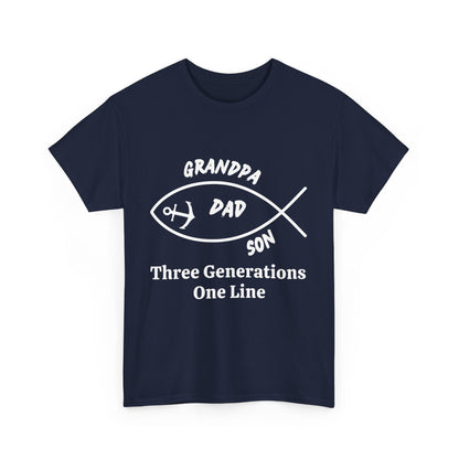 Three Generations T-Shirt – Grandpa, Dad & Son Family Tee, Cotton Shirt for Father’s Day or Family Gifts