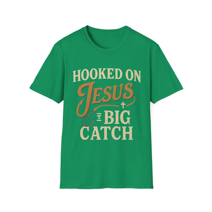 Hooked on Jesus Christian T-Shirt – Faith Unisex Tee, Religious Gift, Church Casual Wear