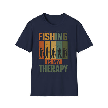 Fishing Is My Therapy T-Shirt – Funny Retro Fishing Shirt for Men, Gift for Fishermen, Outdoor Adventure Tee