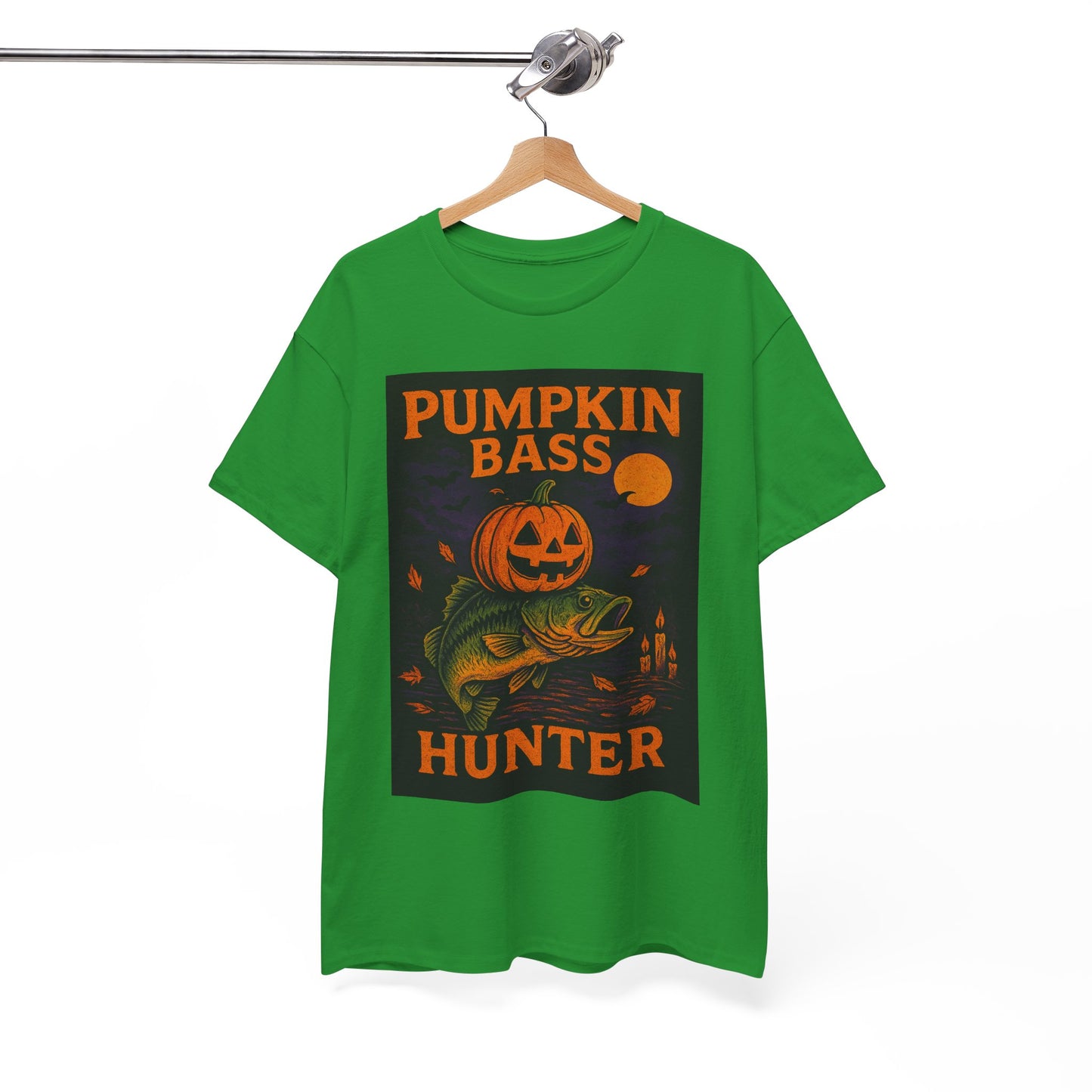 Pumpkin Bass Hunter Fishing Tee - Halloween Outdoor Shirt for Men, Fall Casual Wear, Perfect Fisherman Gift