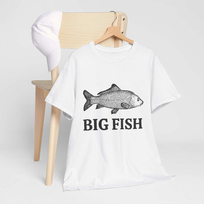 Big Fish Men’s Fishing T-Shirt – Outdoor Cotton Tee for Anglers, Casual Summer Apparel