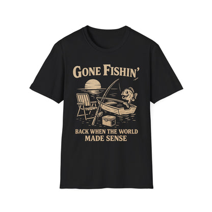 Vintage Fishing T-Shirt for Men – Gone Fishin' Unisex Tee, Funny Gift for Fisherman