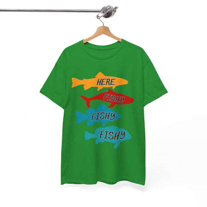 Men's Fishing Fun Heavy Cotton Tee - Perfect Gift for Fishermen, Casual Outdoor Wear, Summer Fishing Apparel