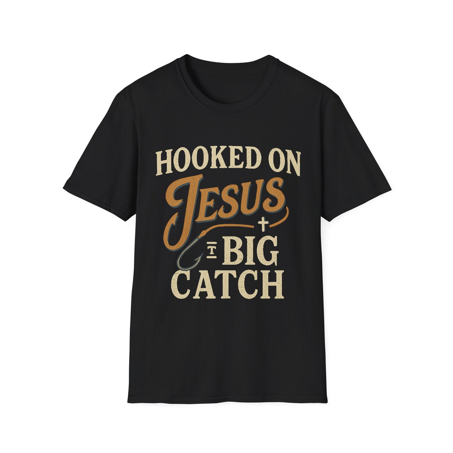 Hooked on Jesus Christian T-Shirt – Faith Unisex Tee, Religious Gift, Church Casual Wear