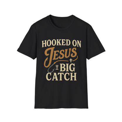 Hooked on Jesus Christian T-Shirt – Faith Unisex Tee, Religious Gift, Church Casual Wear