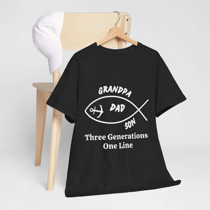 Three Generations T-Shirt – Grandpa, Dad & Son Family Tee, Cotton Shirt for Father’s Day or Family Gifts