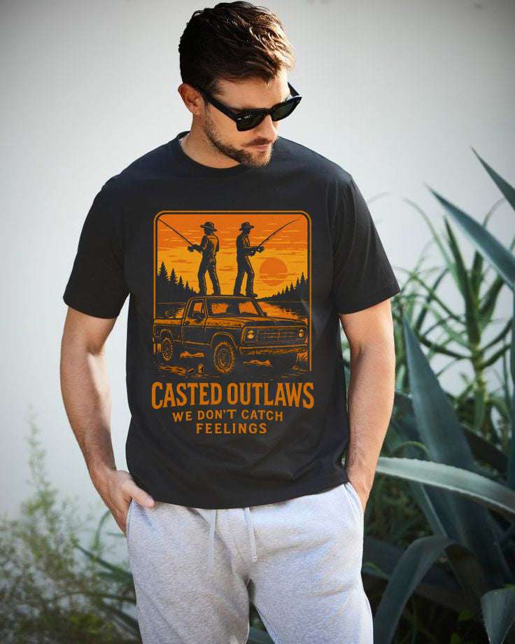 Vintage Fishing T-Shirt – Casted Outlaws Tee – Father's Day Gift for Fishing Lovers