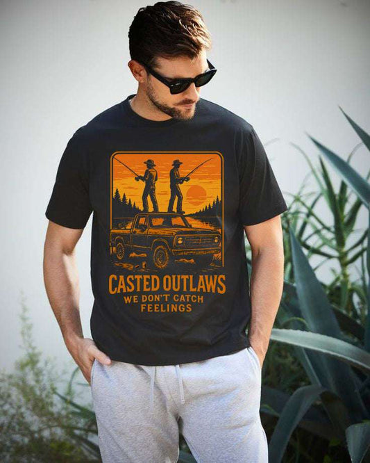 Vintage Fishing T-Shirt – Casted Outlaws Tee – Father's Day Gift for Fishing Lovers