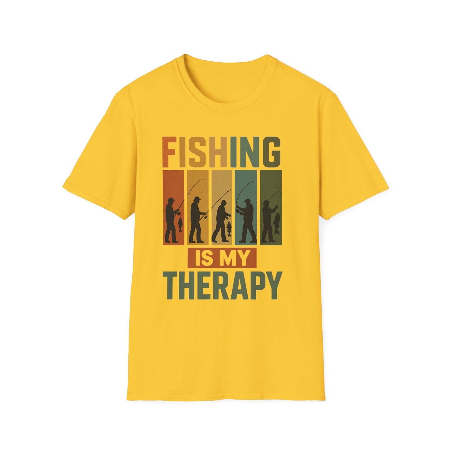 Fishing Is My Therapy T-Shirt – Funny Retro Fishing Shirt for Men, Gift for Fishermen, Outdoor Adventure Tee