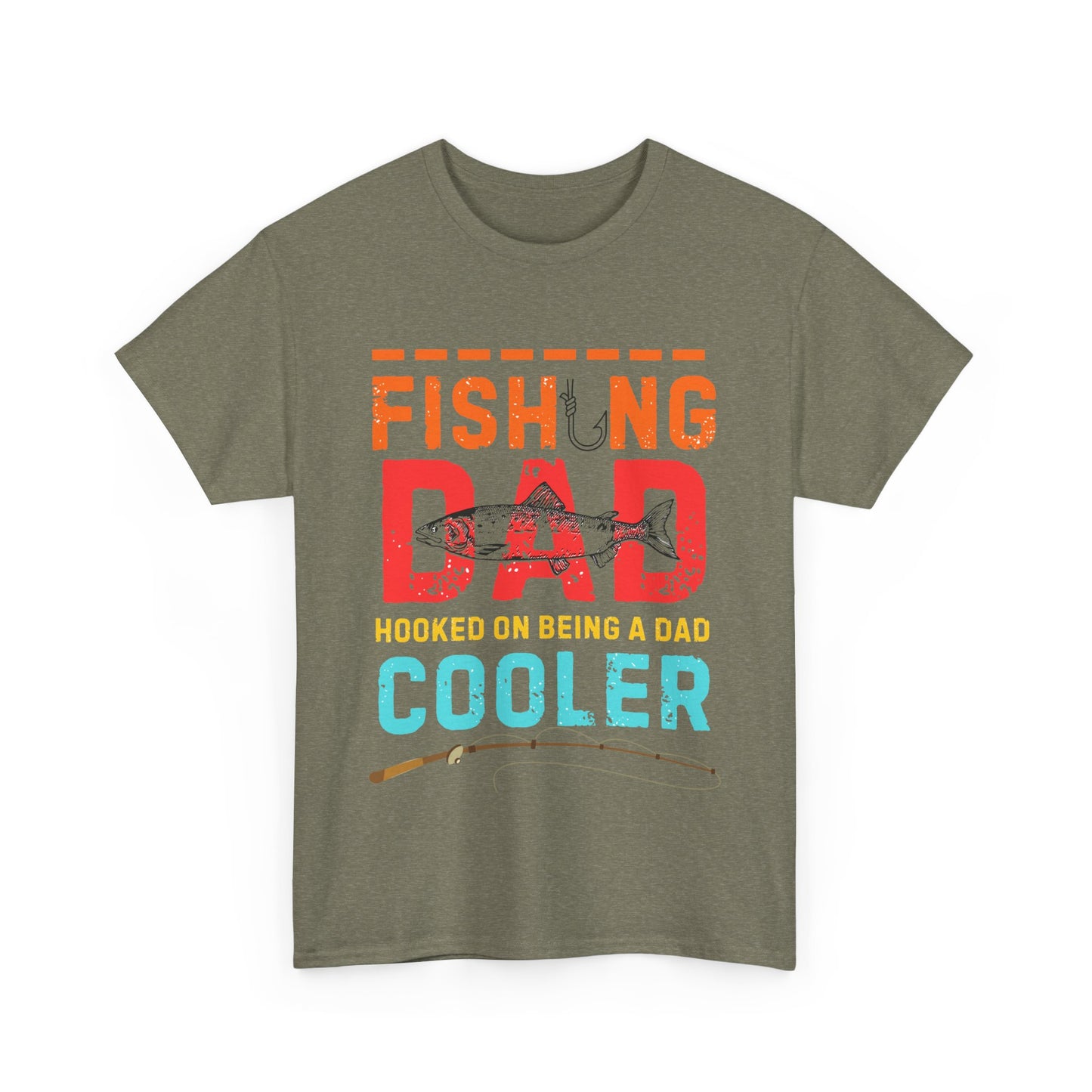 Fishing Dad Heavy Cotton Tee – Comfortable & Funny Shirt for Dads Who Love to Fish
