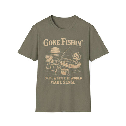 Vintage Fishing T-Shirt for Men – Gone Fishin' Unisex Tee, Funny Gift for Fisherman