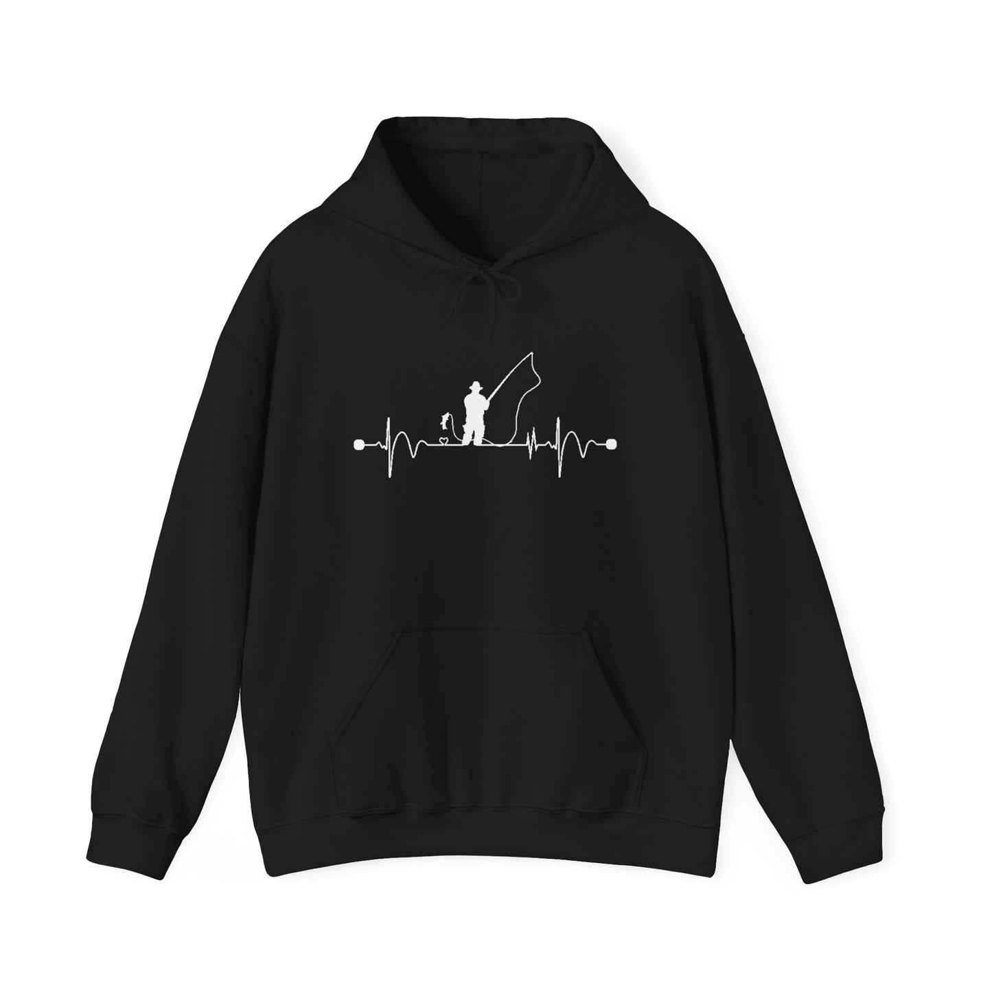 Men’s Fishing Heartbeat Hoodie – Cozy Gift for Anglers & Outdoor Lovers