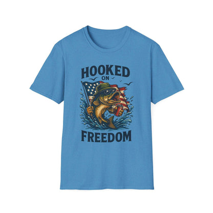 Fishing Freedom T-Shirt – Hooked on Freedom Patriotic Tee | Outdoor Gift for Anglers