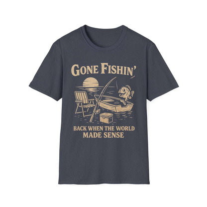 Vintage Fishing T-Shirt for Men – Gone Fishin' Unisex Tee, Funny Gift for Fisherman