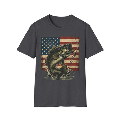 American Flag Fishing T-Shirt – Patriotic Bass Tee for Men & Women