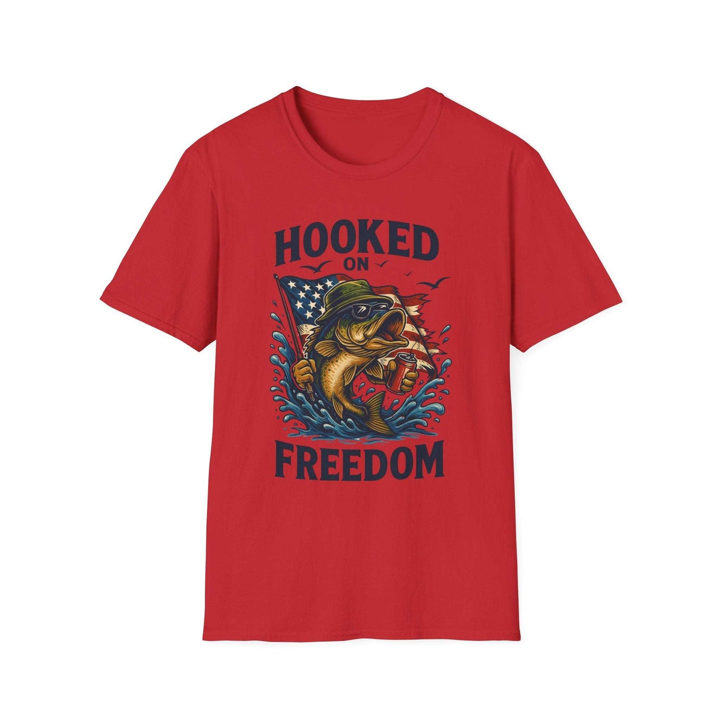 Fishing Freedom T-Shirt – Hooked on Freedom Patriotic Tee | Outdoor Gift for Anglers