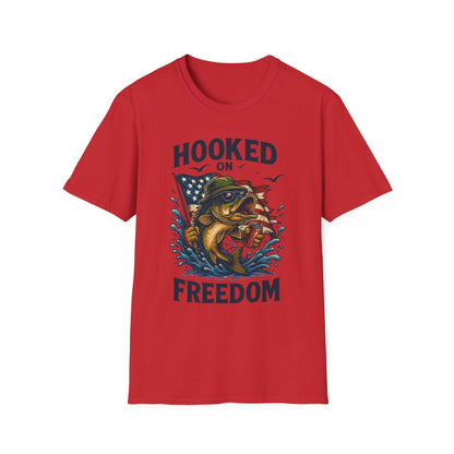 Fishing Freedom T-Shirt – Hooked on Freedom Patriotic Tee | Outdoor Gift for Anglers
