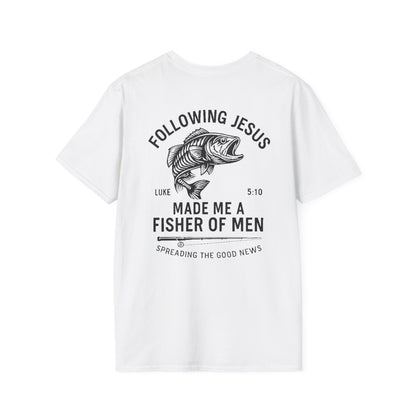 Fisher of Men T-Shirt – Christian Unisex Tee with Bible Verse | Faith-Based Gift for Anglers