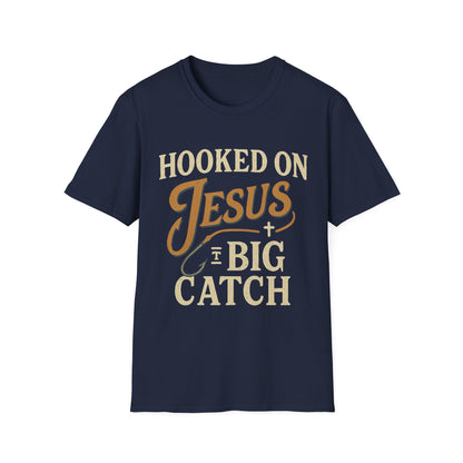 Hooked on Jesus Christian T-Shirt – Faith Unisex Tee, Religious Gift, Church Casual Wear