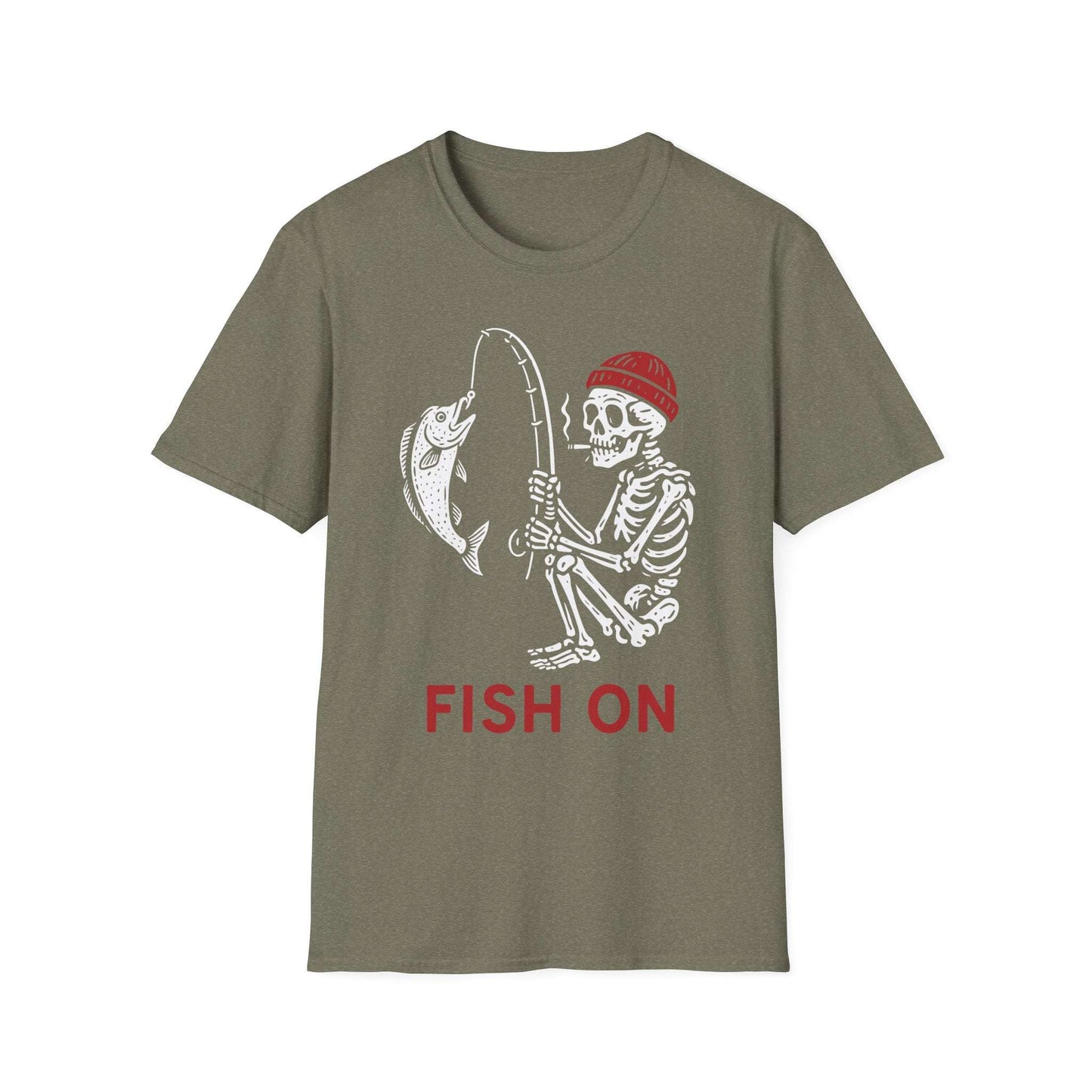 Fishing Skeleton T-Shirt – Halloween Graphic Tee | Unisex Gift for Anglers & Outdoor Fans