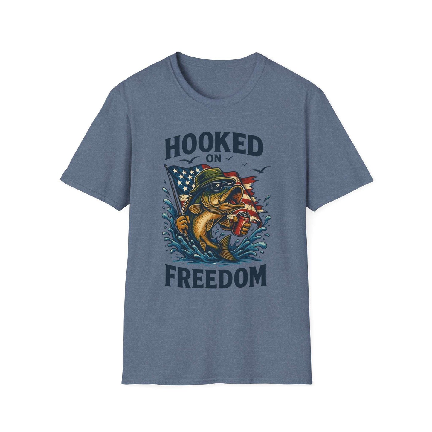 Fishing Freedom T-Shirt – Hooked on Freedom Patriotic Tee | Outdoor Gift for Anglers