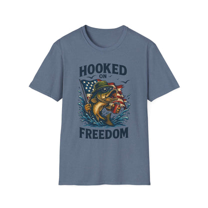 Fishing Freedom T-Shirt – Hooked on Freedom Patriotic Tee | Outdoor Gift for Anglers