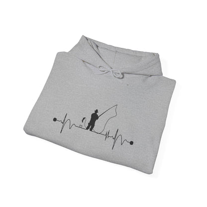 Men’s Fishing Heartbeat Hoodie – Cozy Gift for Anglers & Outdoor Lovers