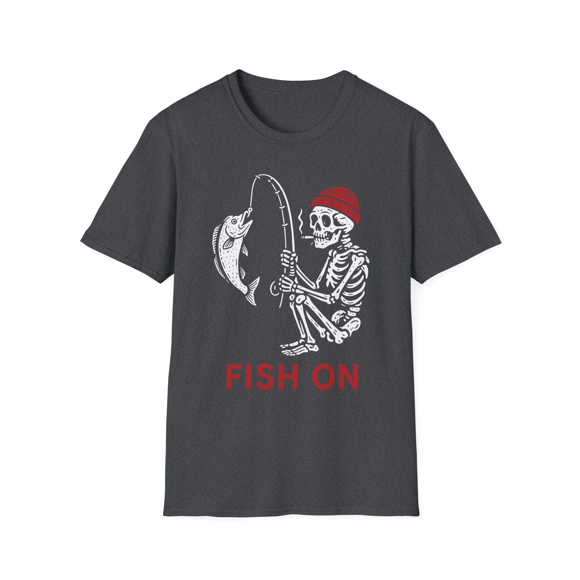 Fishing Skeleton T-Shirt – Halloween Graphic Tee | Unisex Gift for Anglers & Outdoor Fans
