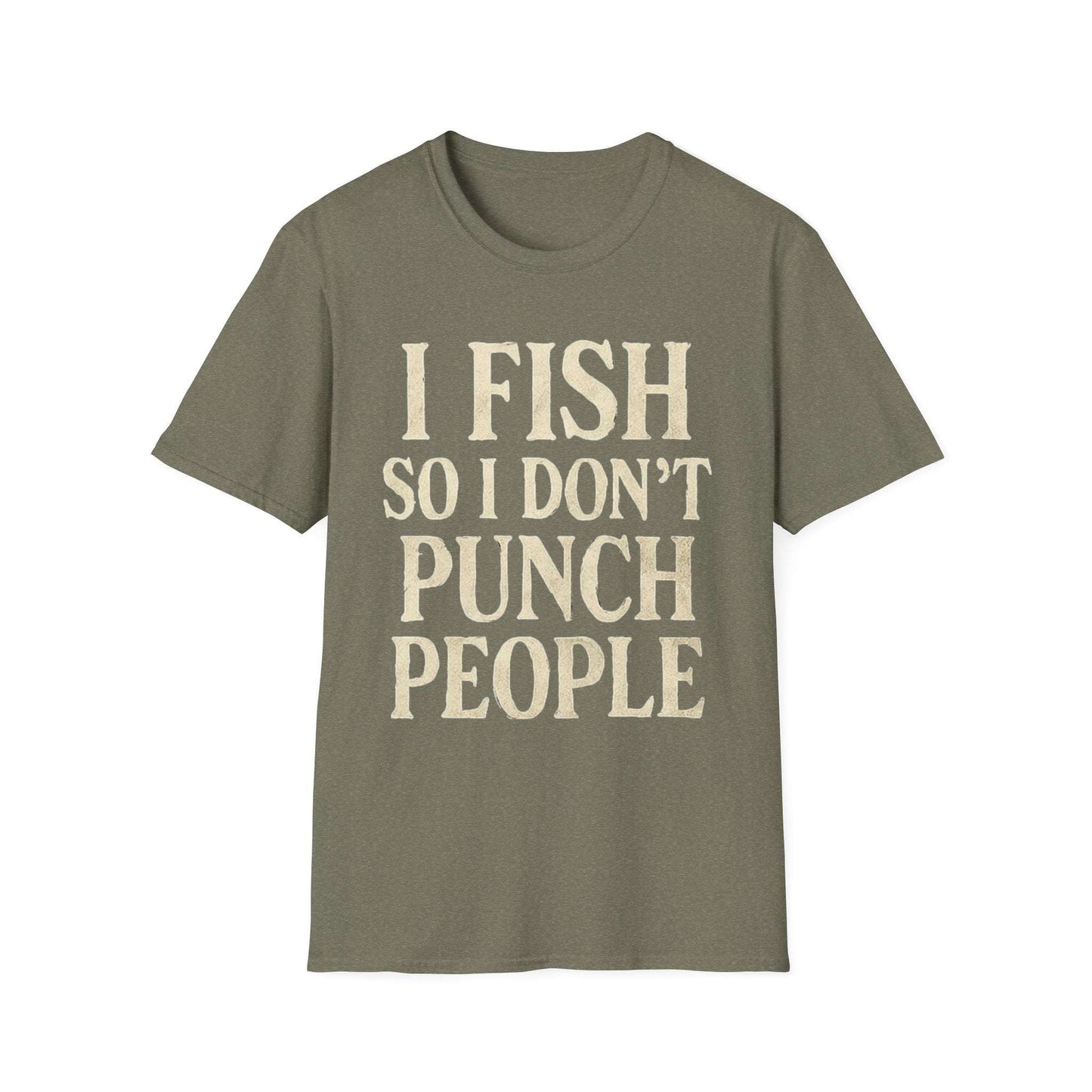 Funny Fishing T-Shirt – "I Fish So I Don’t Punch People" Unisex Tee