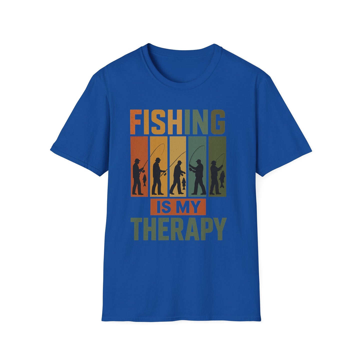 Fishing Is My Therapy T-Shirt – Funny Retro Fishing Shirt for Men, Gift for Fishermen, Outdoor Adventure Tee