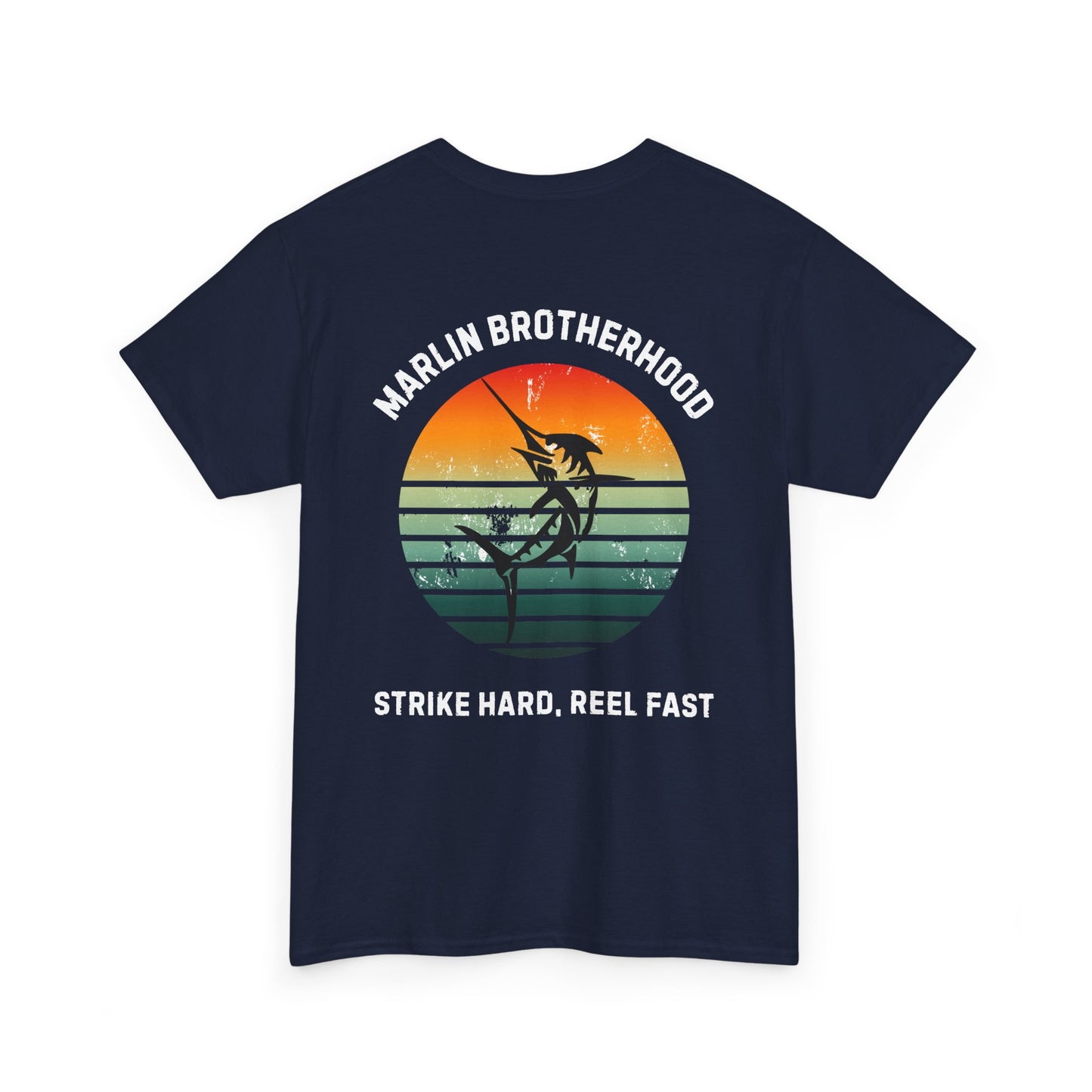 Custom Fishing Club Tee for Men – Personalize with Your Own Club Name, Retro Marlin Fishing Design