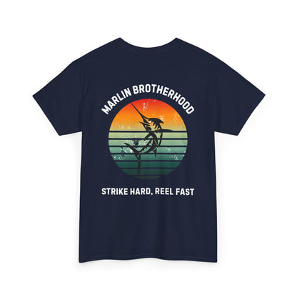 Custom Fishing Club Tee for Men – Personalize with Your Own Club Name, Retro Marlin Fishing Design