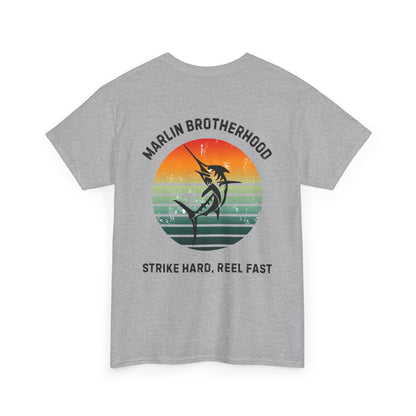Custom Fishing Club Tee for Men – Personalize with Your Own Club Name, Retro Marlin Fishing Design