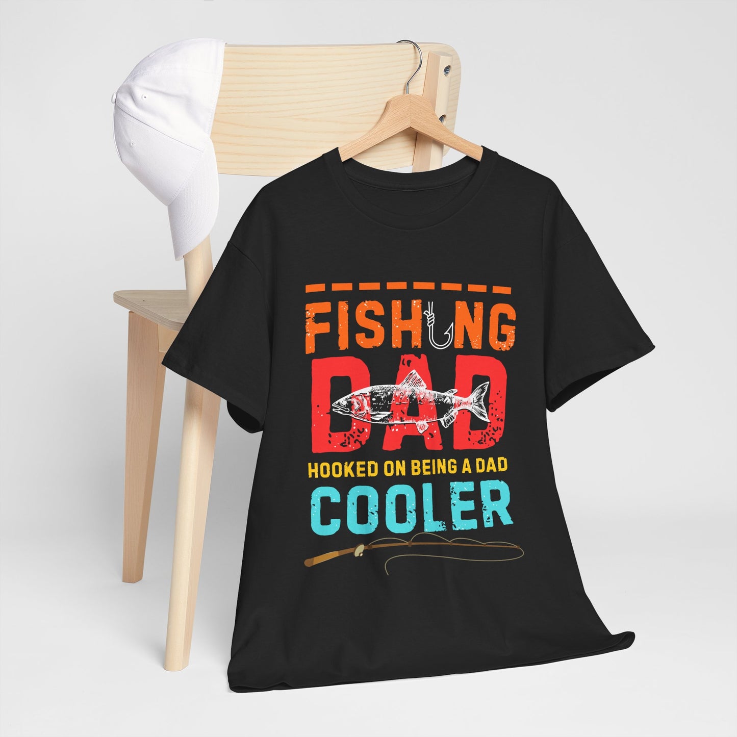 Fishing Dad Heavy Cotton Tee – Comfortable & Funny Shirt for Dads Who Love to Fish