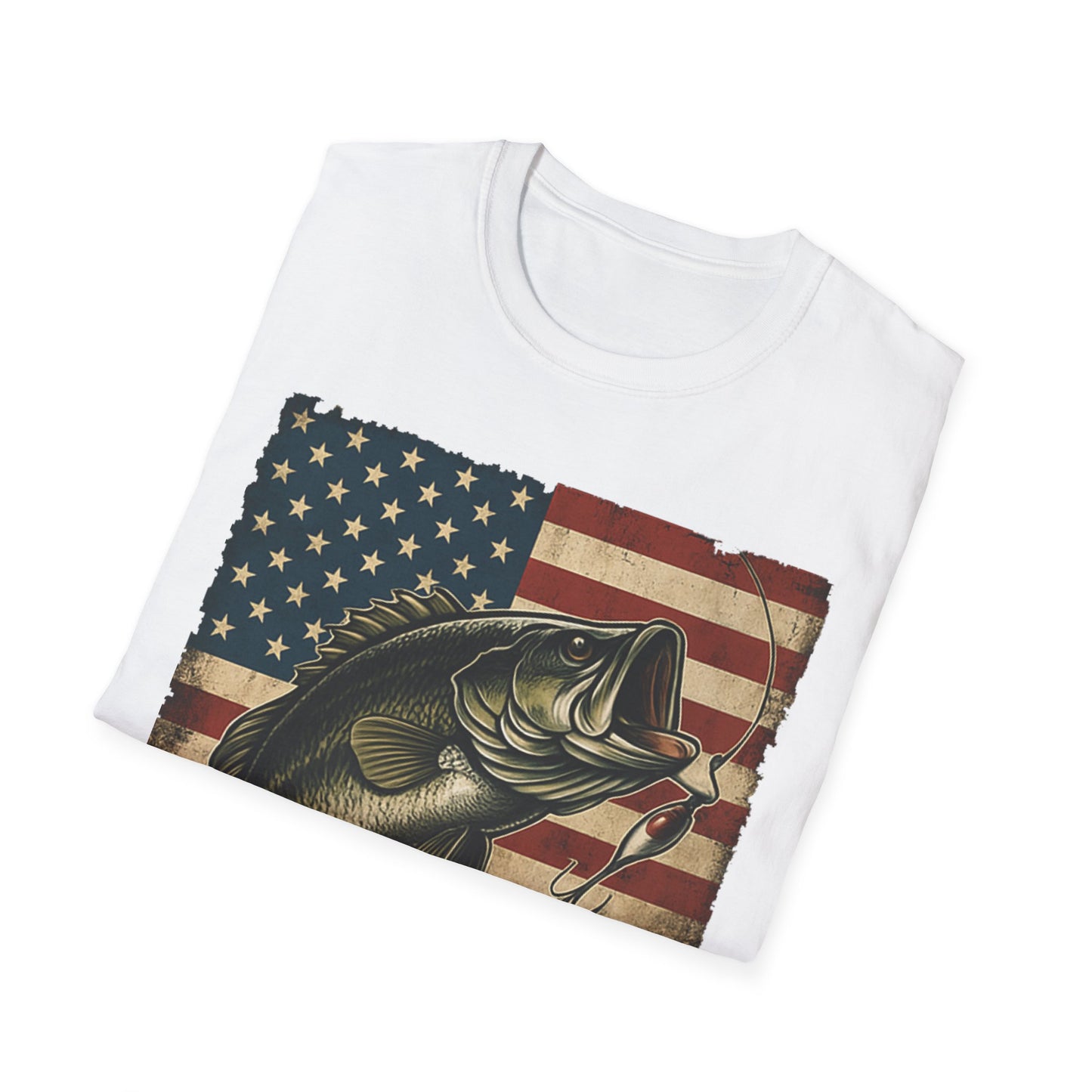 American Flag Fishing T-Shirt – Patriotic Bass Tee for Men & Women