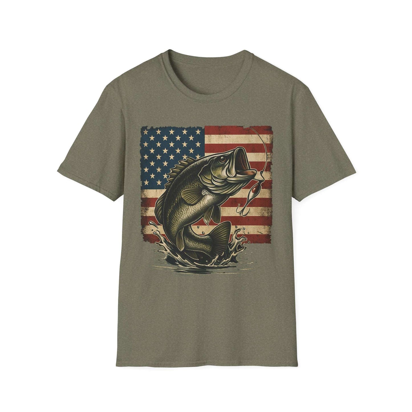American Flag Fishing T-Shirt – Patriotic Bass Tee for Men & Women
