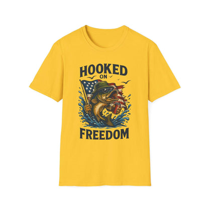 Fishing Freedom T-Shirt – Hooked on Freedom Patriotic Tee | Outdoor Gift for Anglers