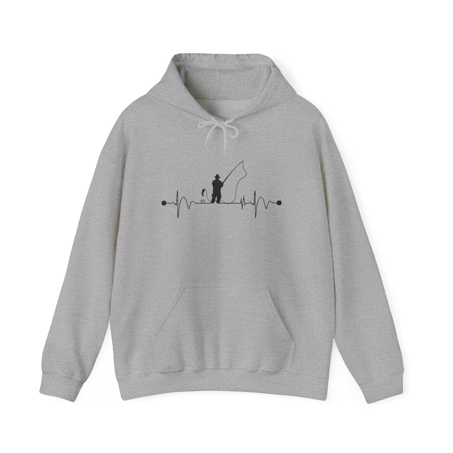 Men’s Fishing Heartbeat Hoodie – Cozy Gift for Anglers & Outdoor Lovers