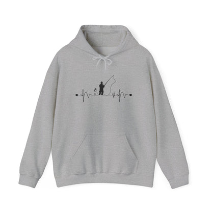 Men’s Fishing Heartbeat Hoodie – Cozy Gift for Anglers & Outdoor Lovers