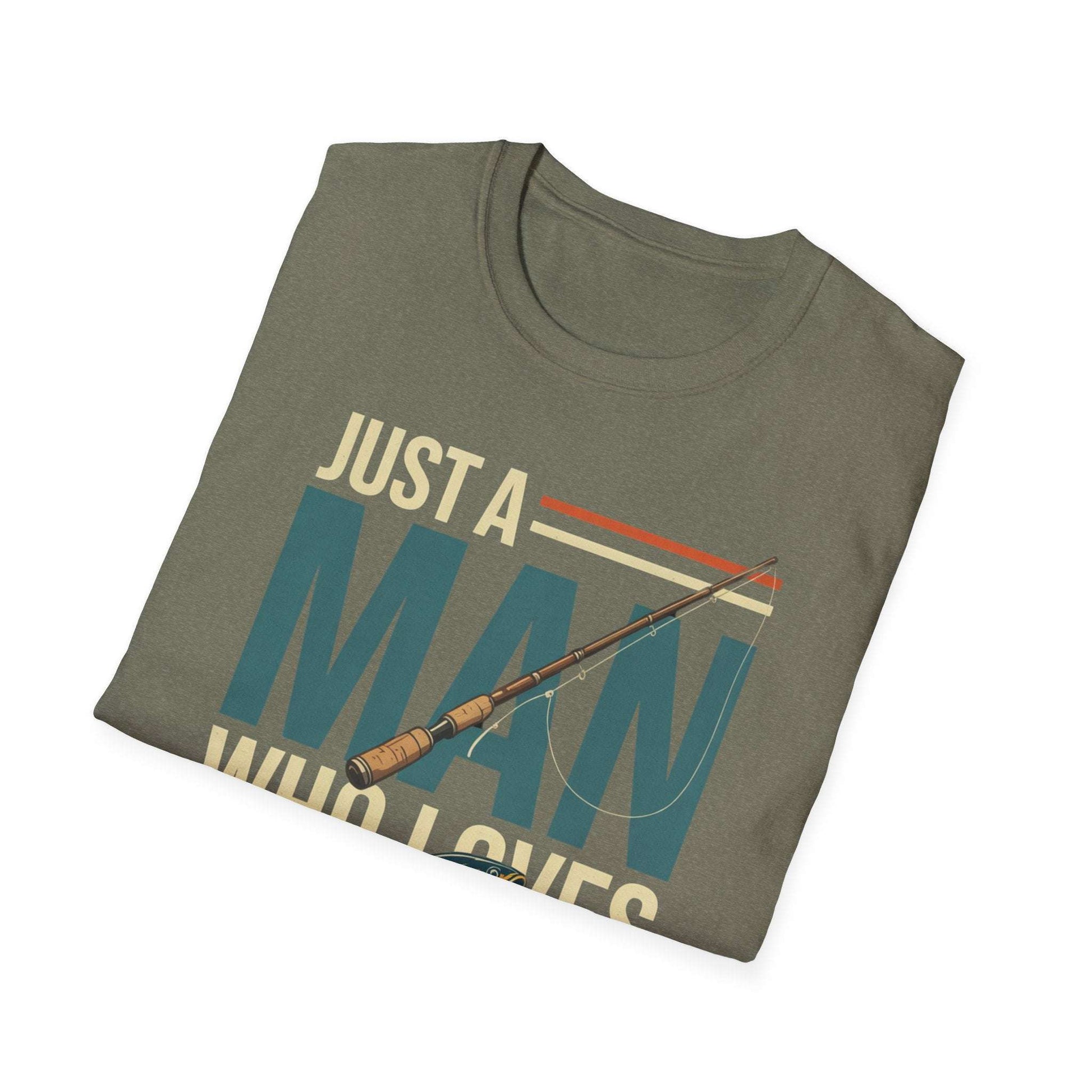 Just a Man Who Loves Fishing T-Shirt – Perfect Gift for Dad | Outdoor Adventure & Weekend Wear