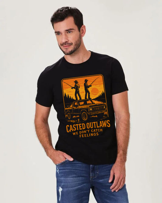 Vintage Fishing T-Shirt – Casted Outlaws Tee – Father's Day Gift for Fishing Lovers