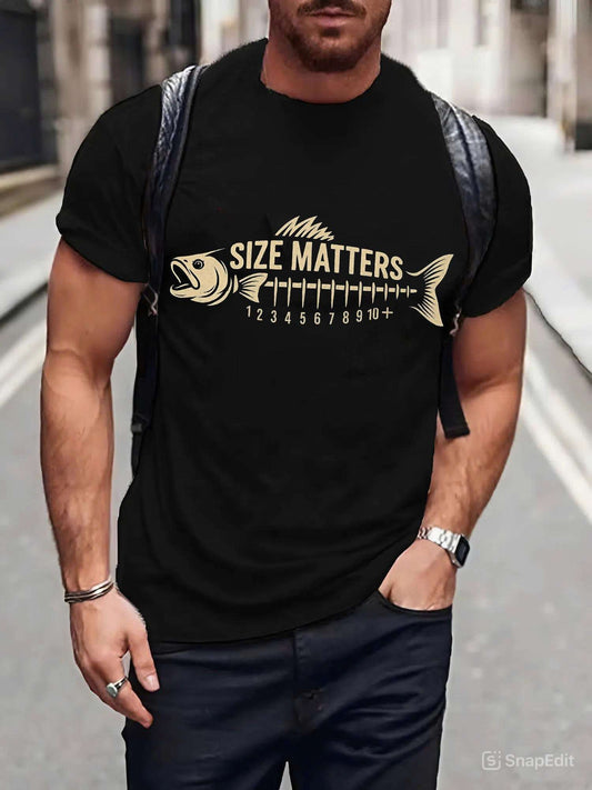 Funny Size Matters Fishing Tee – Unisex Cotton Shirt for Anglers, Great Gift Idea