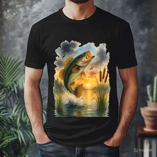 Vintage Sunset Fishing T-Shirt – Unisex Soft Tee for Anglers & Outdoor Lovers