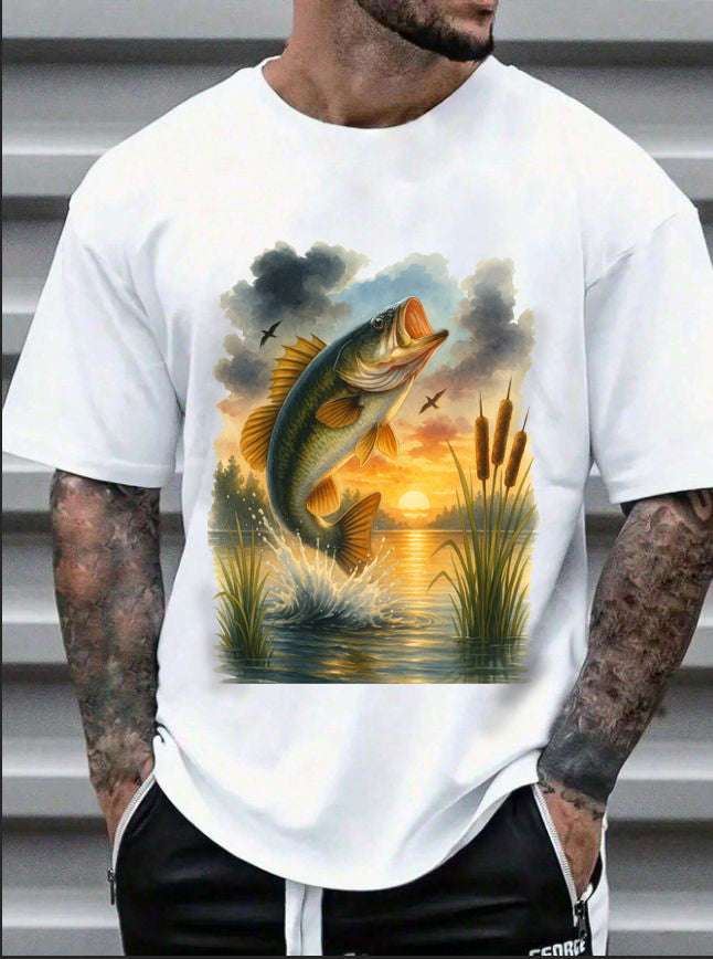 Vintage Sunset Fishing T-Shirt – Unisex Soft Tee for Anglers & Outdoor Lovers