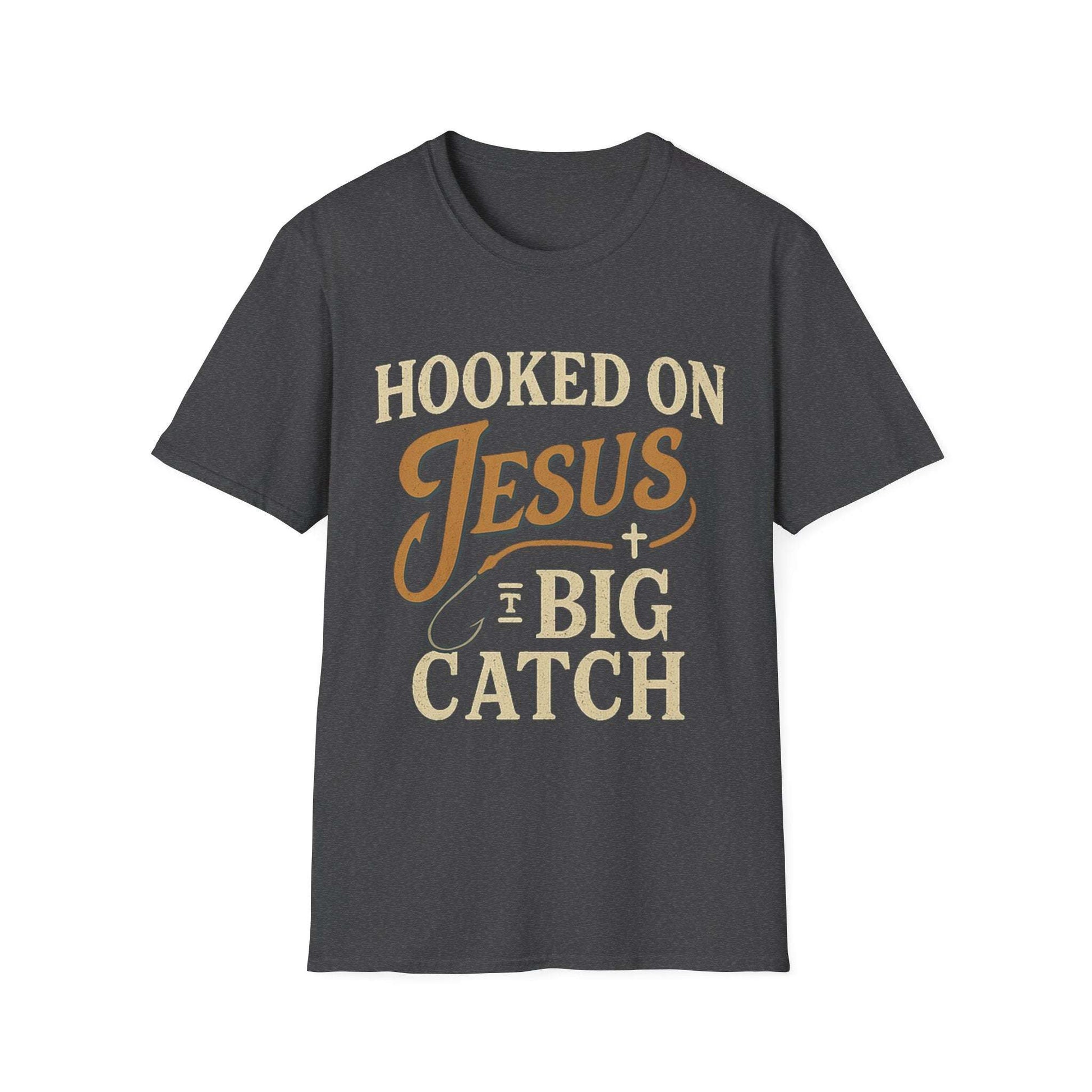 Hooked on Jesus Christian T-Shirt – Faith Unisex Tee, Religious Gift, Church Casual Wear