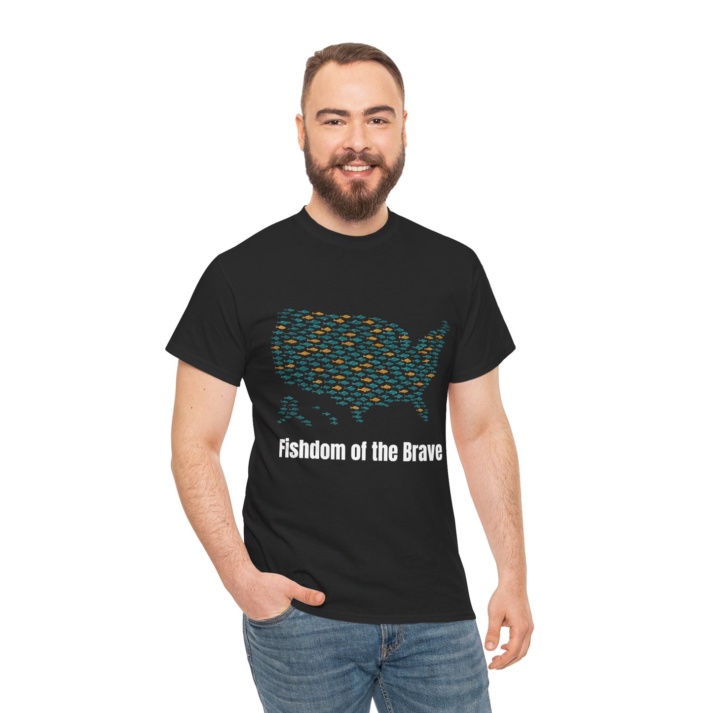 Fishdom of the Brave – Patriotic Fishing T-Shirt for Men | USA Flag Tee Gift