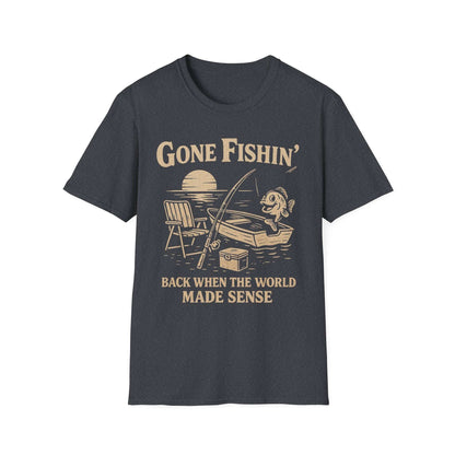 Vintage Fishing T-Shirt for Men – Gone Fishin' Unisex Tee, Funny Gift for Fisherman