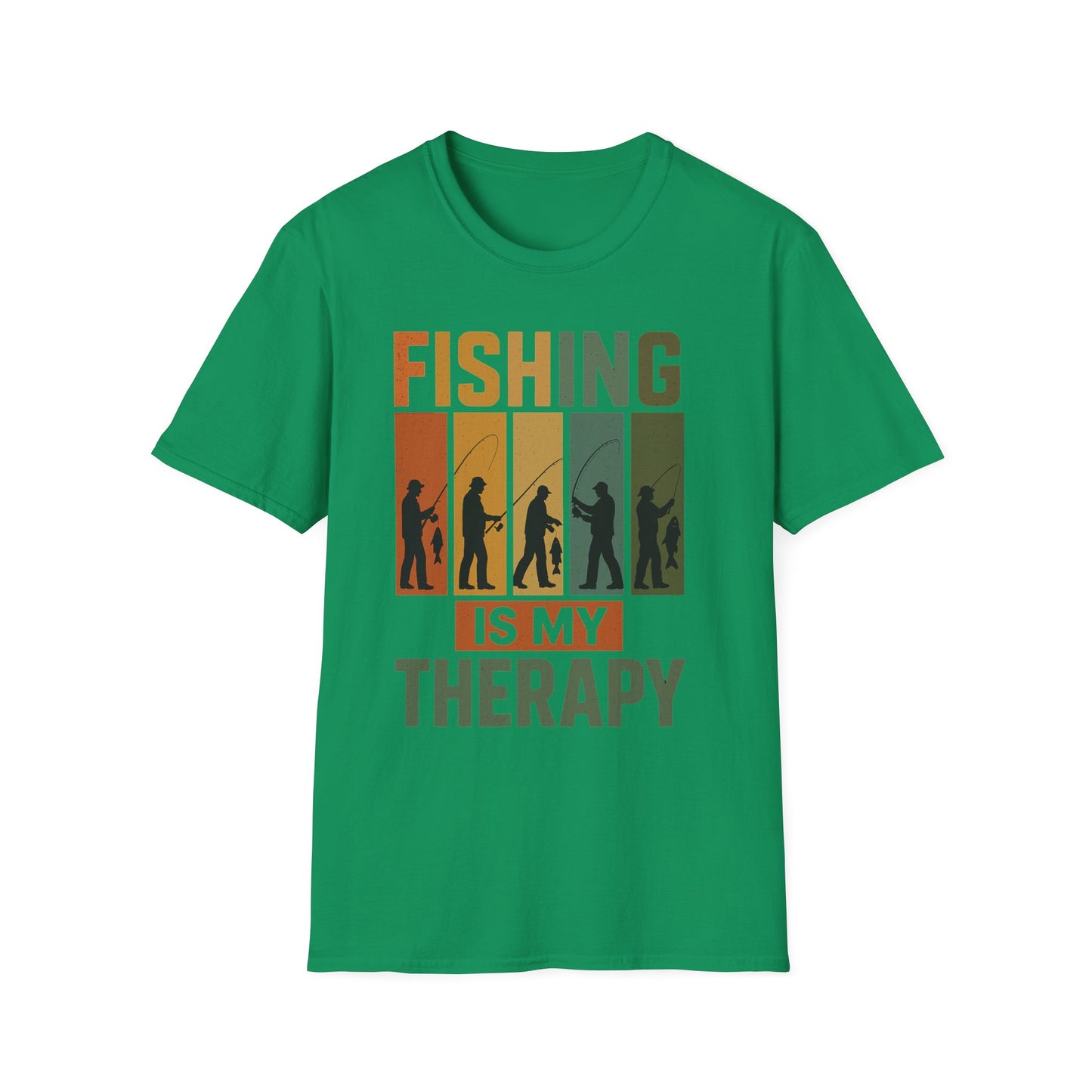 Fishing Is My Therapy T-Shirt – Funny Retro Fishing Shirt for Men, Gift for Fishermen, Outdoor Adventure Tee