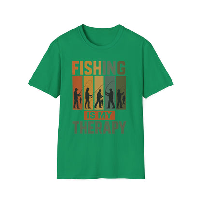 Fishing Is My Therapy T-Shirt – Funny Retro Fishing Shirt for Men, Gift for Fishermen, Outdoor Adventure Tee