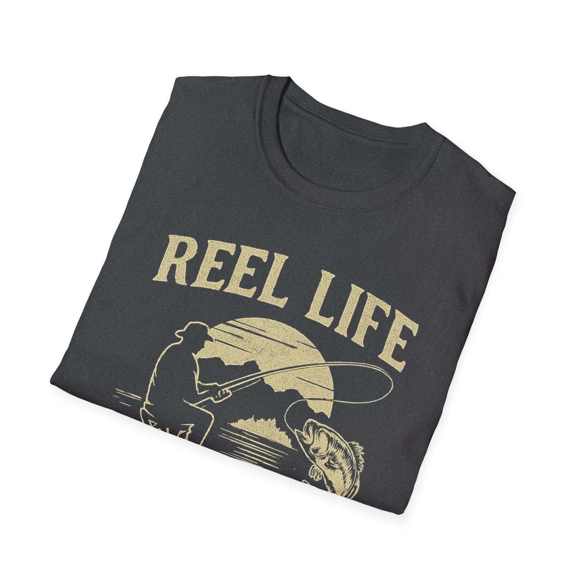 Reel Life, Real Peace – Fishing T-Shirt - Unisex Cotton Tee for Fishing Lovers & Outdoor Adventures